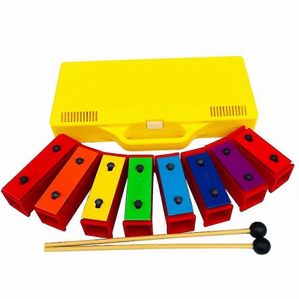 8-Note Chromatic Percussion Instrument with Resonator Bells and Yellow Storage Case