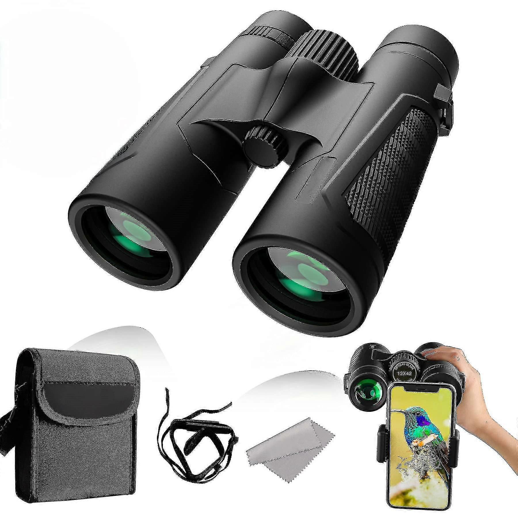 12x42 Binoculars, Hd Wide Field Of View Binoculars With Smartphone Ada