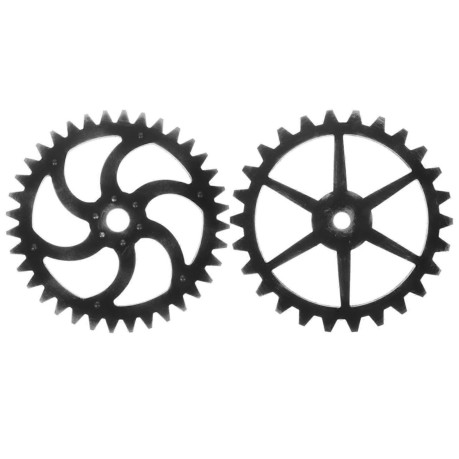Industrial Style Gear Wall Decor with Plastic Material Black Color for Decoration 2pcs