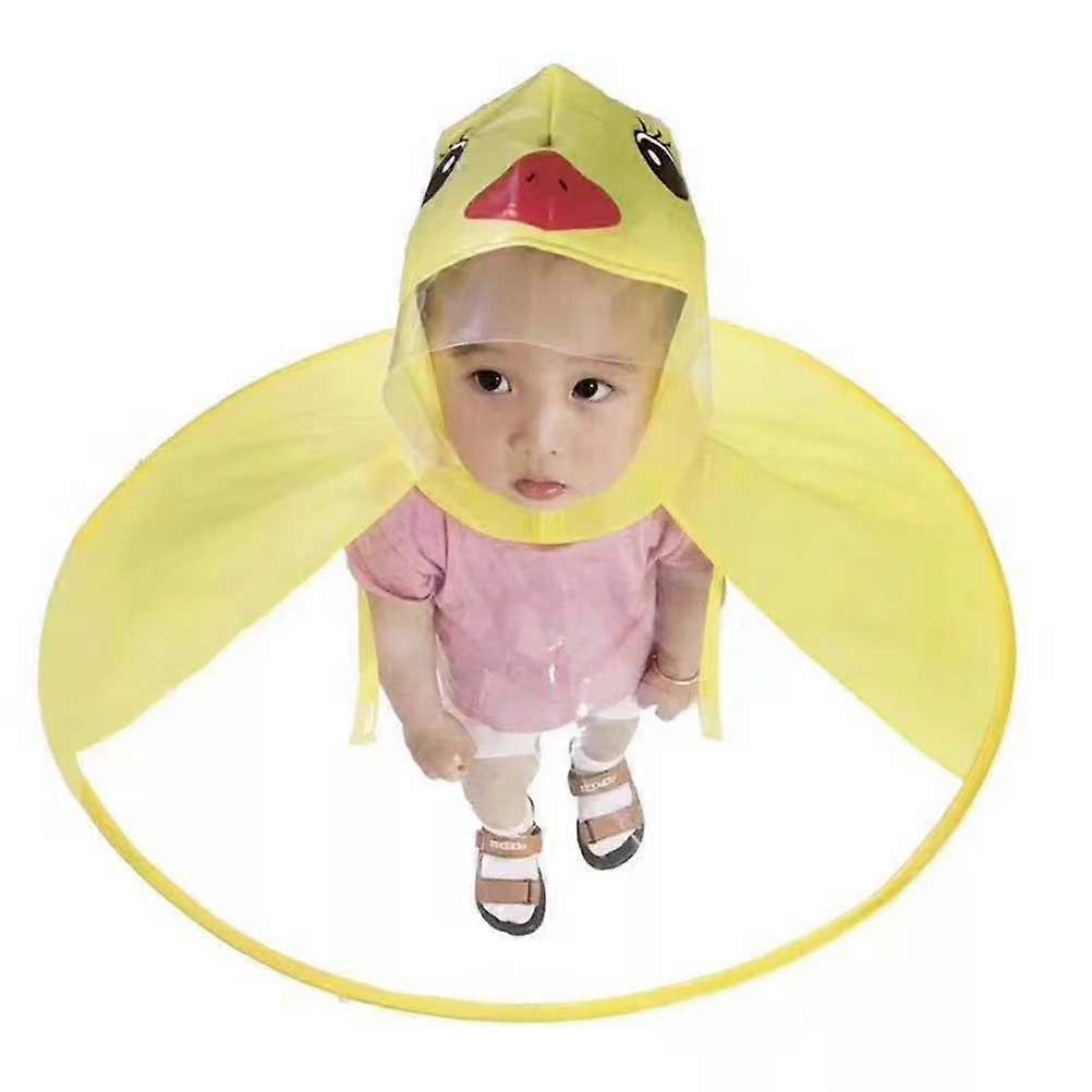 Rain Poncho For Kids And Adults With UFO-Shaped Design Suitable For Height 125-150Cm Yellow Color Rainproof 1 Piece