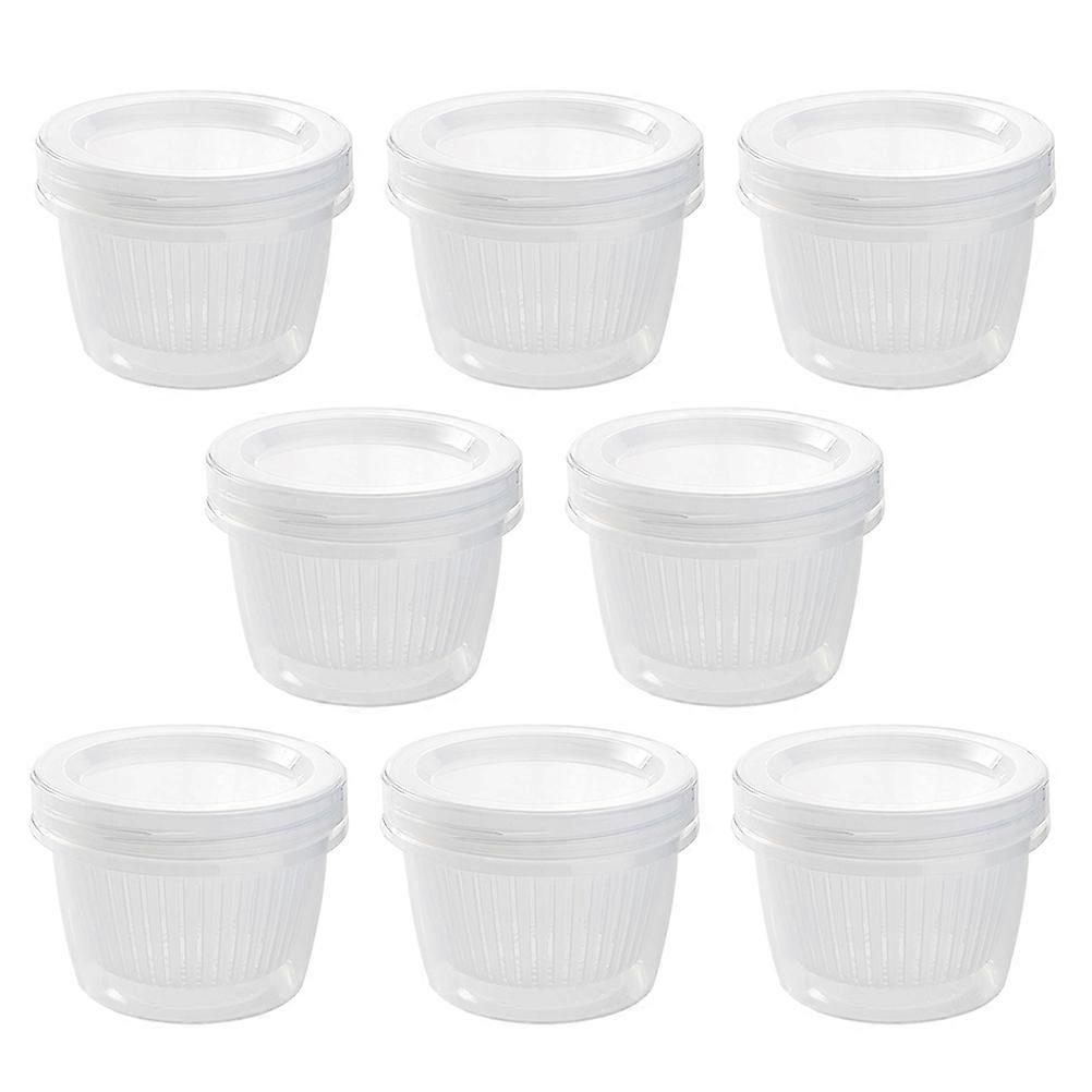 Vegetable Container 8 Sets Round Onion Fresh-Keeping Box For Kitchen Use Keep Fresh 500ML White