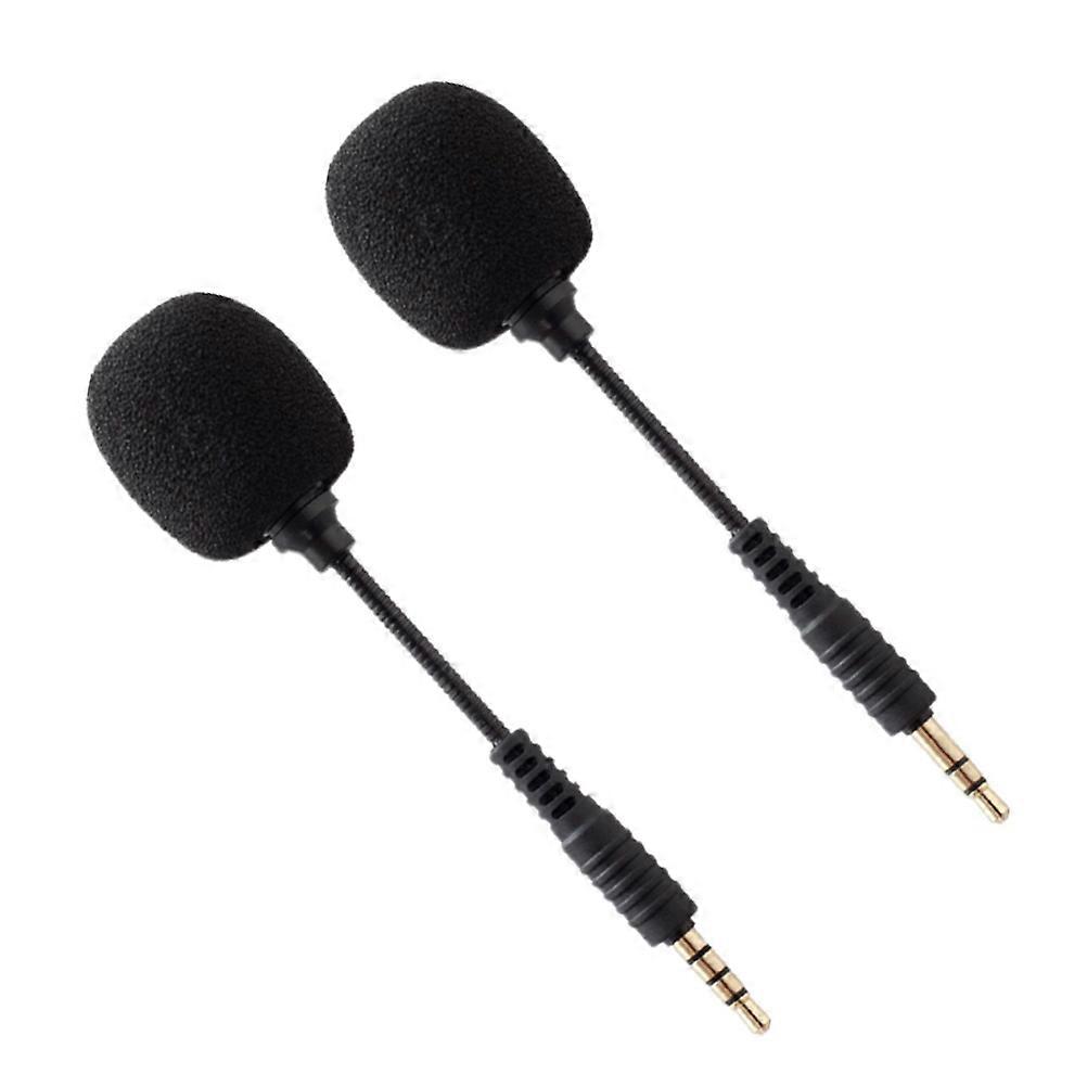 Mini Microphone 2Set Black Bendable Indoor Outdoor Voice Calls Live Streaming Professional Users