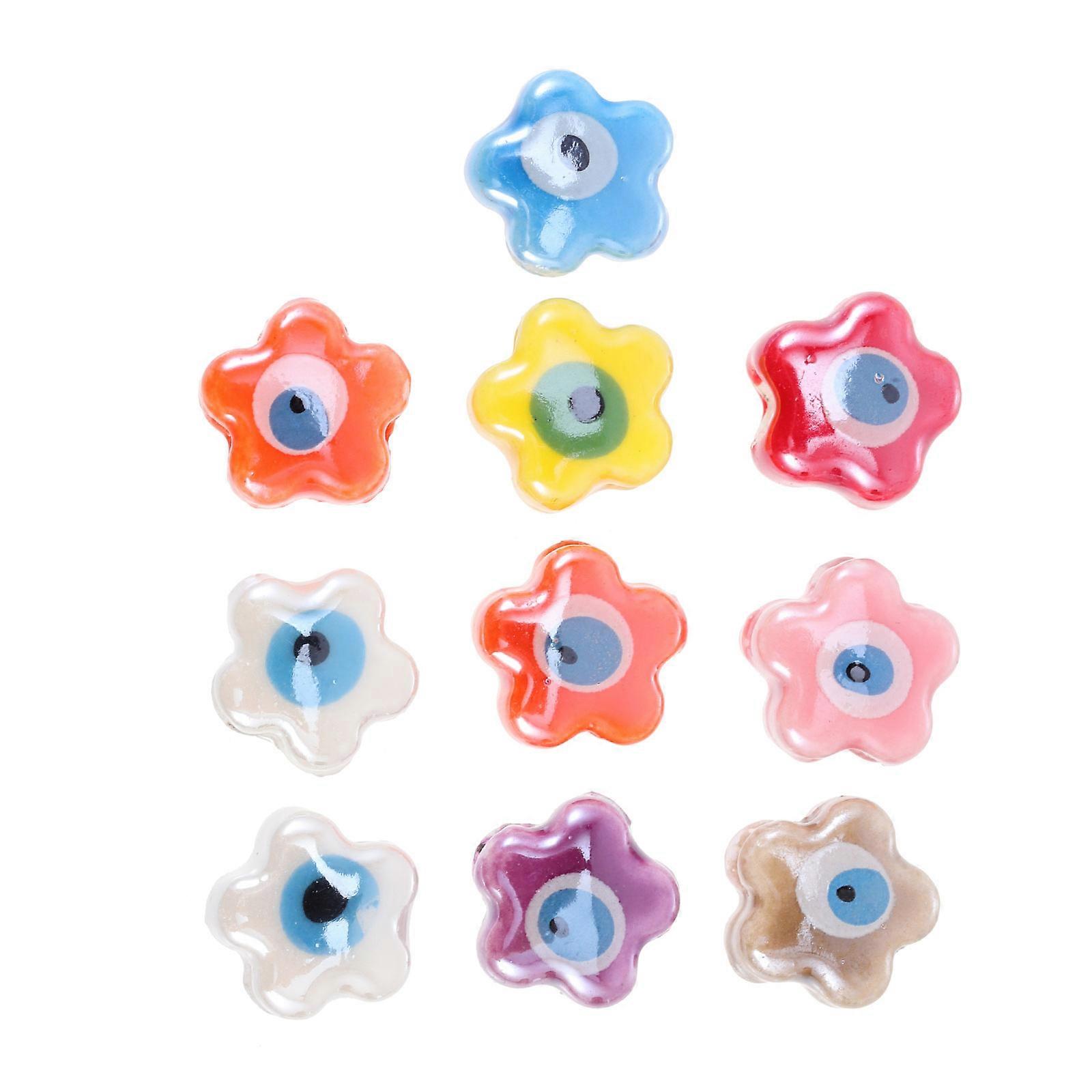 10Pcs Round Painted Ceramic Beads For DIY Craft Making With Assorted Color Ideal For Handcrafted Necklaces And Bracelets