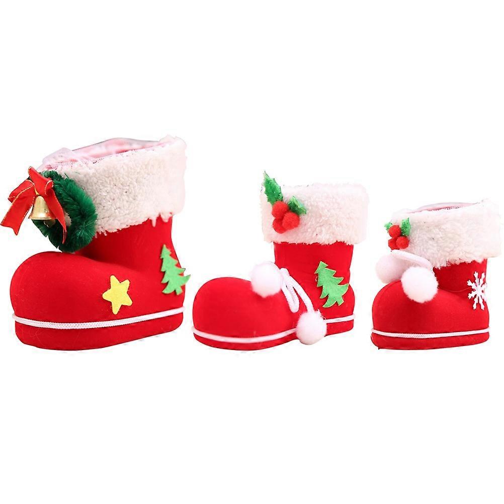 Christmas Gift Bags for Party Decoration Red Reusable with Drawstring Design Plastic and Fiber 6 Pieces