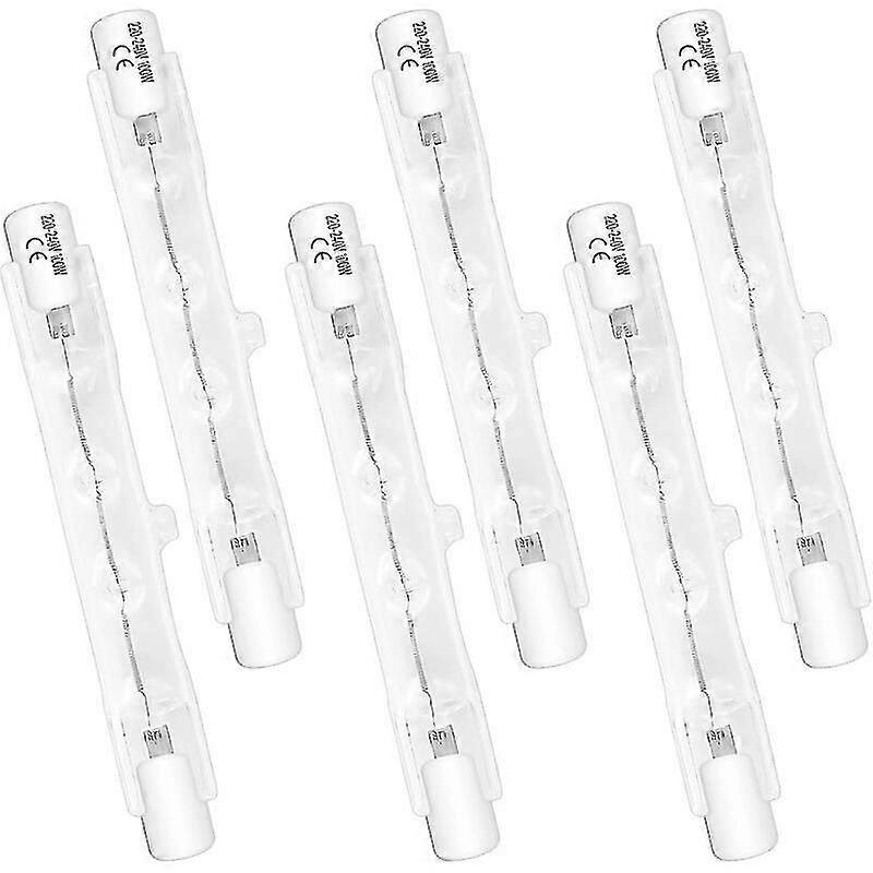 Set of 6 R7S 78mm 100W 230V Halogen Bulbs, Dimmable Halogen Tube Lamp, 2700K Warm White Light, 1500LM Luminous Flux, Linear Halogen Spotlights, Ideal