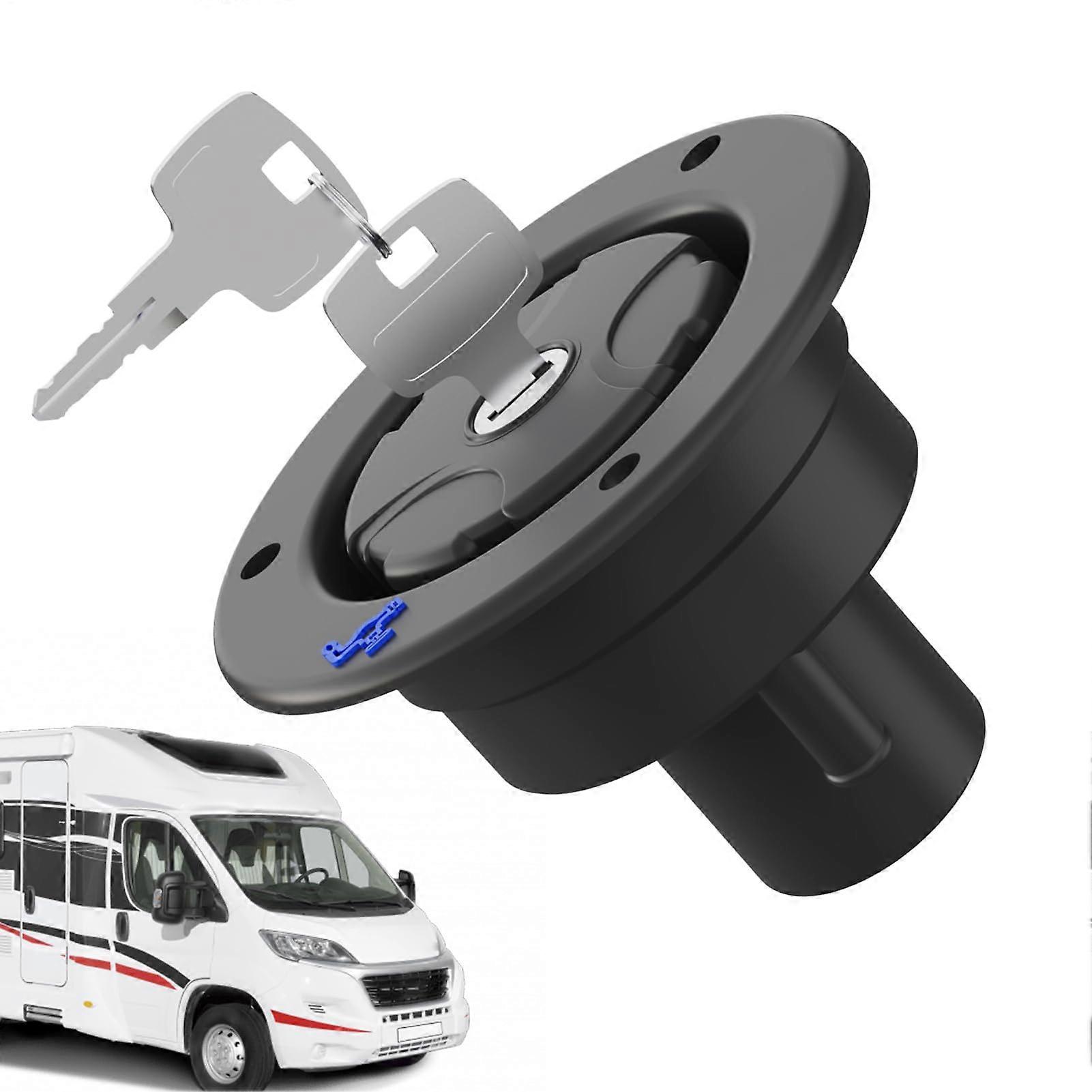 RV Water Inlet Dustproof Water Fill Cap Lockable Inlet Valve With Key For Motorhomes Caravans Trucks Black