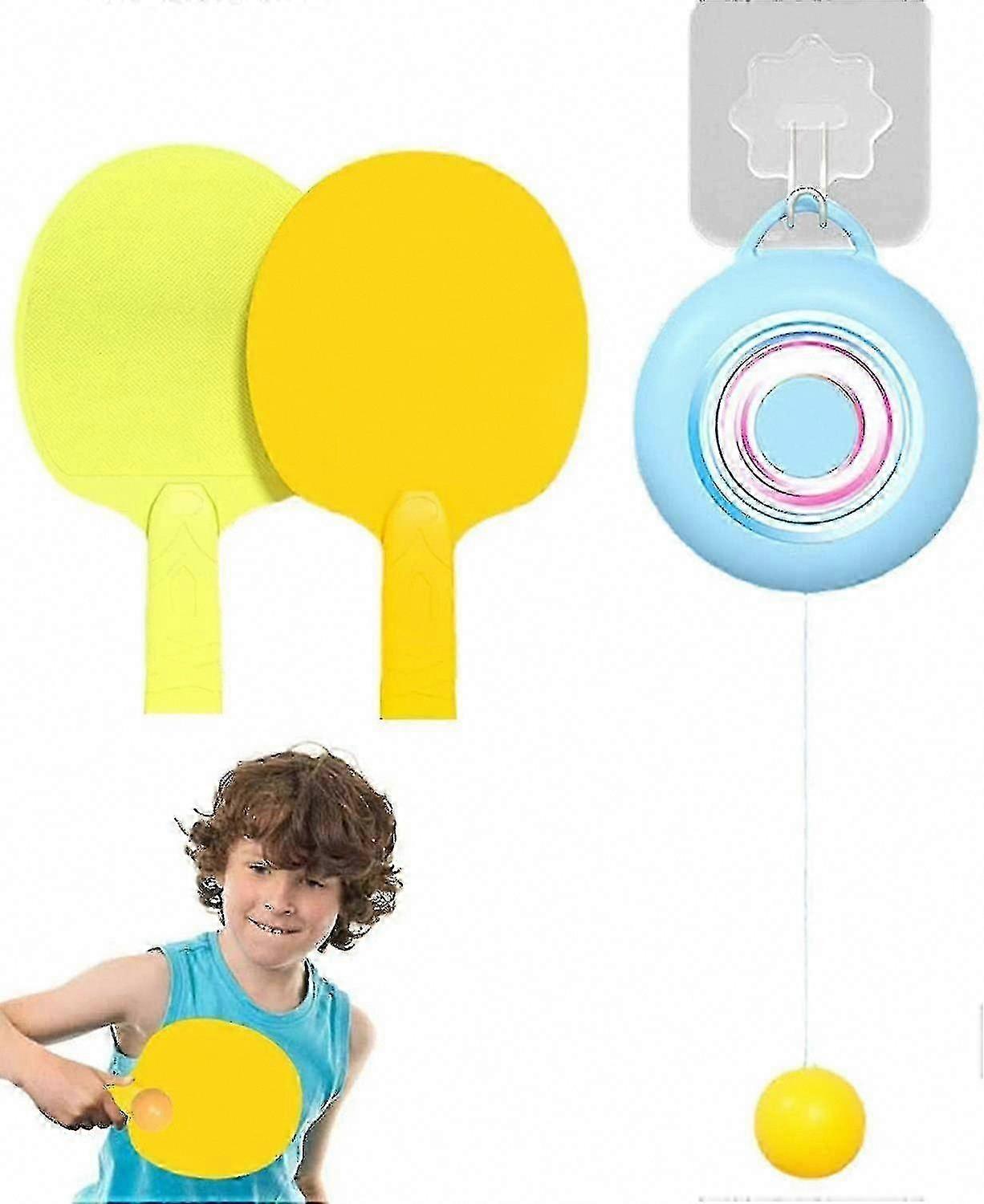 مدرب تنس الطاولة المعلق للأطفال - لا توجد طاولة مطلوبة ، مجموعة تنس الطاولة للتمرين الذاتي في الأماكن المغلقة