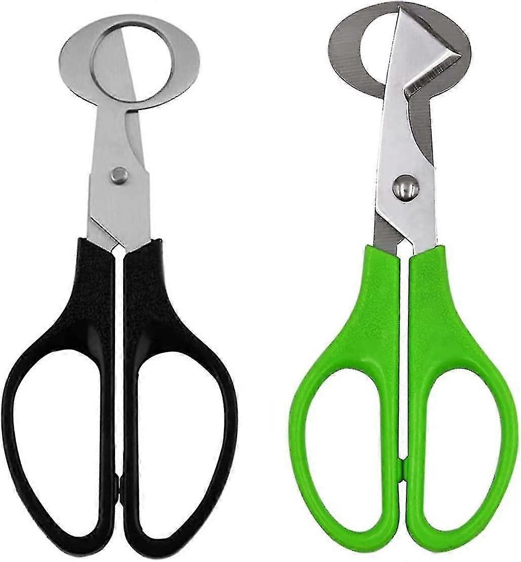 2pcs Quail Egg Scissors  Stainless Steel Shell Cutter Kitchen Tools (Green + Black)