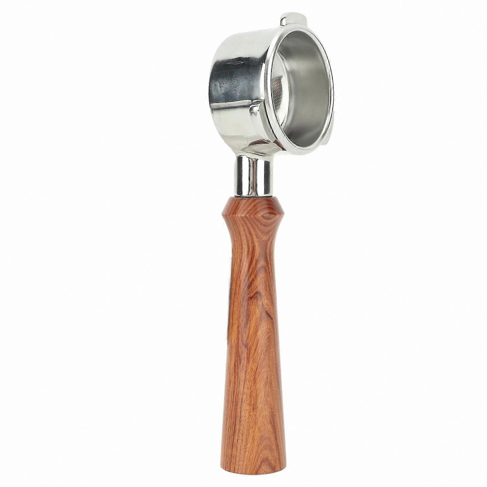 54mm Bottomless Portafilter with Solid Wood Handle for Espresso Machines