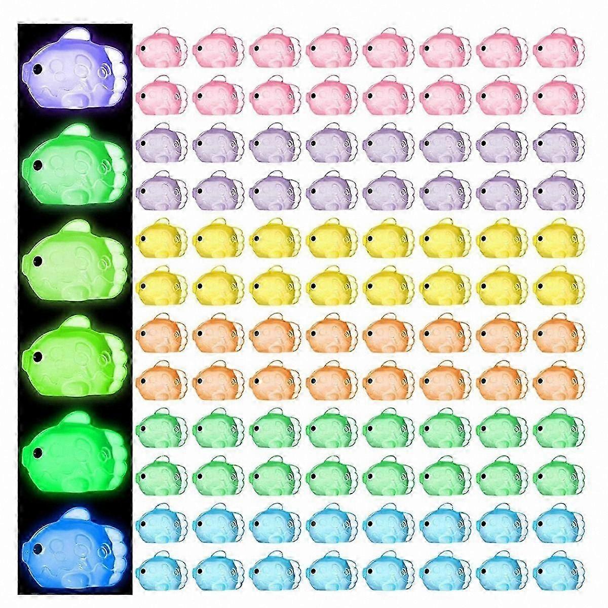 120 Pieces Miniature Resin Fish Statues Glow-in-the-Dark Tiny Flatfish Decor for Mini Landscapes Flower Pots Micro Crafting Projects
