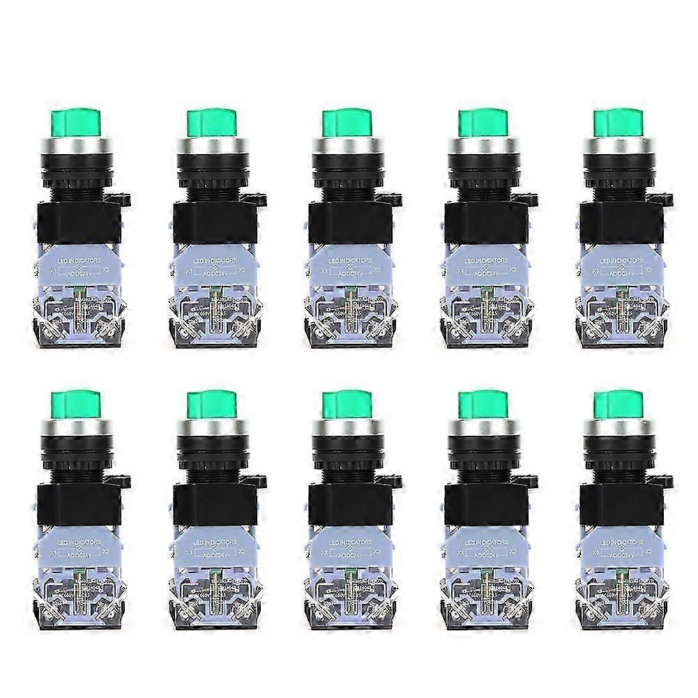 10 Pcs BEM38-11XD/21 2 Position Maintained Selector Switch 22mm Knob Switch(Green Light)