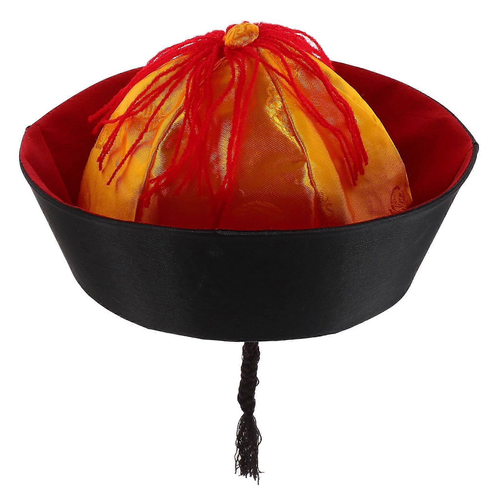 Traditional Chinese Historical Hat for Cosplay with Braid Ponytail