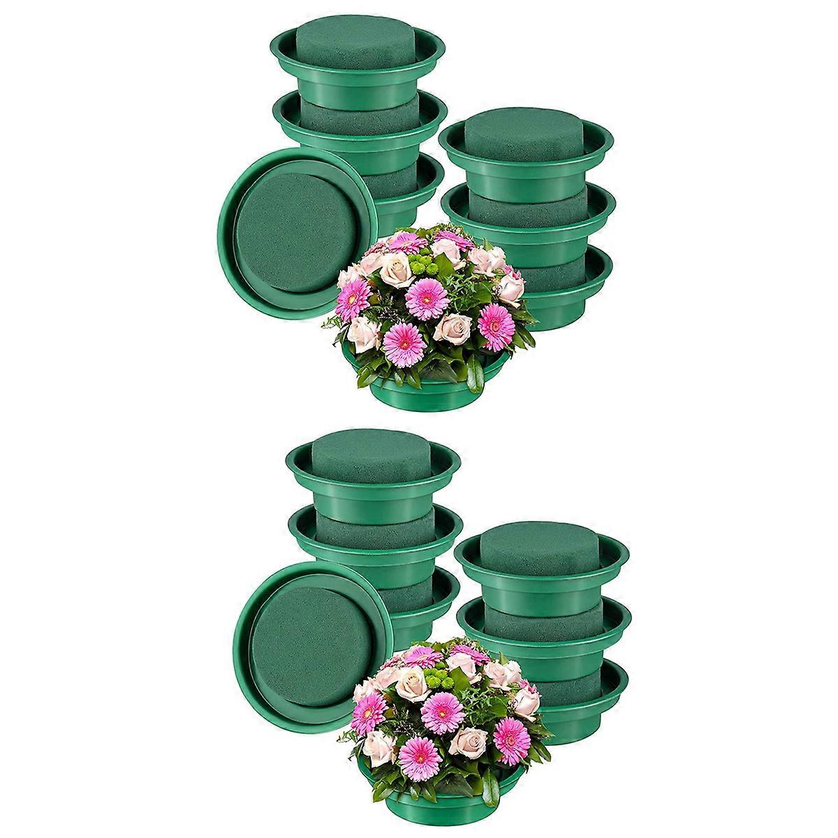 16 Pack Floral Foam Round Bowls DIY Flower Arrangement Kit Green Round Wet Floral Foam Blocks for We