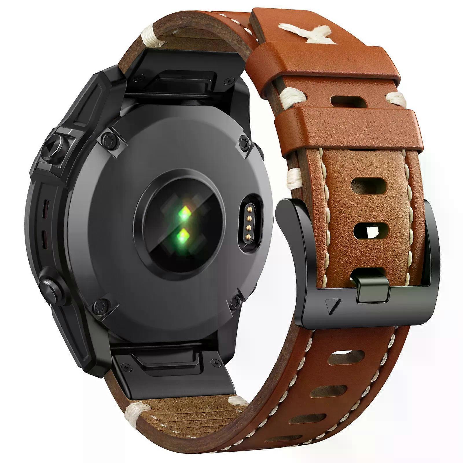 22 26mm Genuine Leather Strap for Garmin Fenix 6X Pro/6X/5X/7X Quick Fit Band for Fenix 5/6/7/Instinct/Tactix Watchband Bracelet