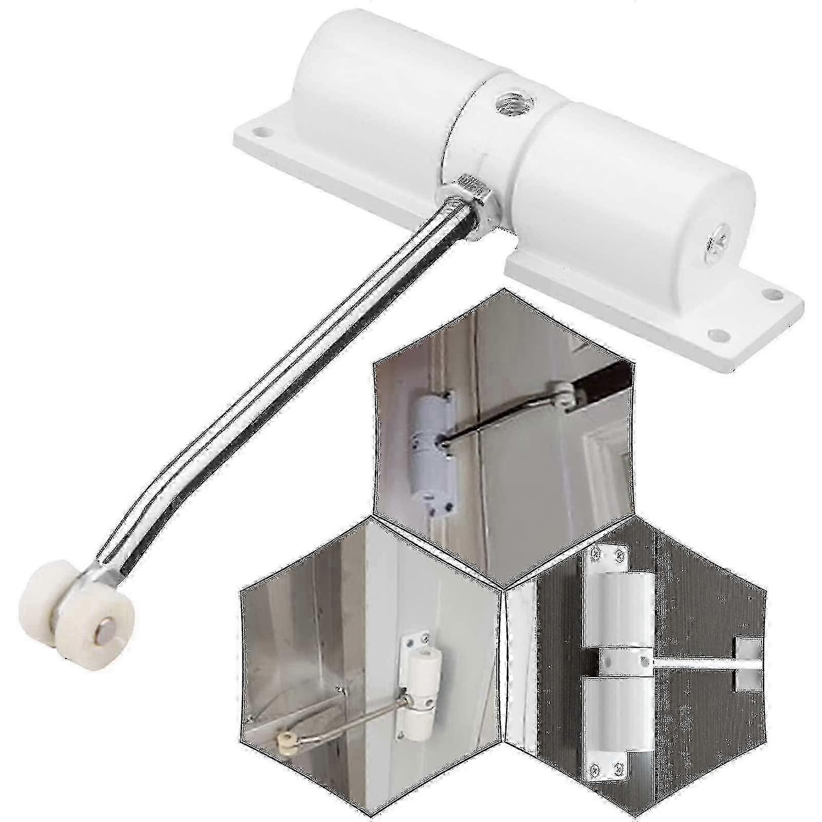 Automatic Spring Door Closer Adjustable Door Spring Closer--white