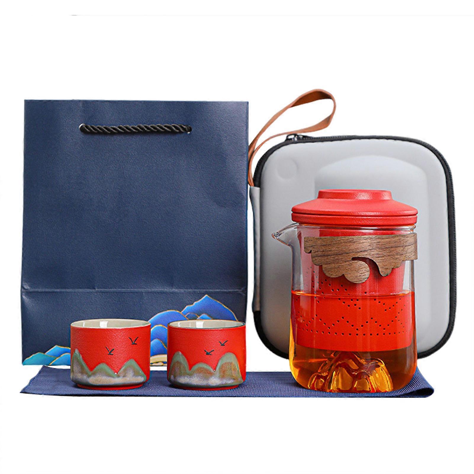 Business Gifting Portable Tea Set Hand-made Vintage Ceramic Tea Pot with Cup Mindful Office Break