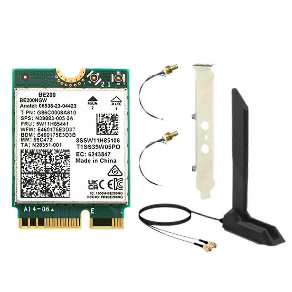 BE200 WiFi 7 Card+Magnetic Antenna 2.4G/5G/6Ghz Bluetooth 5.4 WiFi Adapter 8774Mbps Wireless Network Card for Win10/11