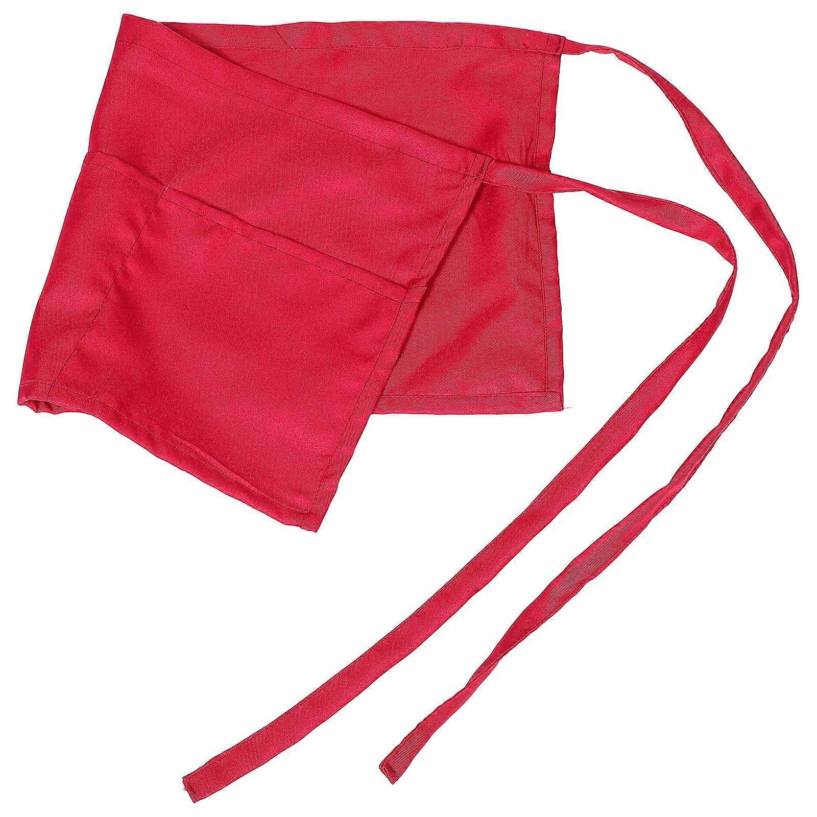 Dish Washing Aprons Chefs Waiters Use Dark Red Polyester Material Half-Length Design Stain Resistant 1Set