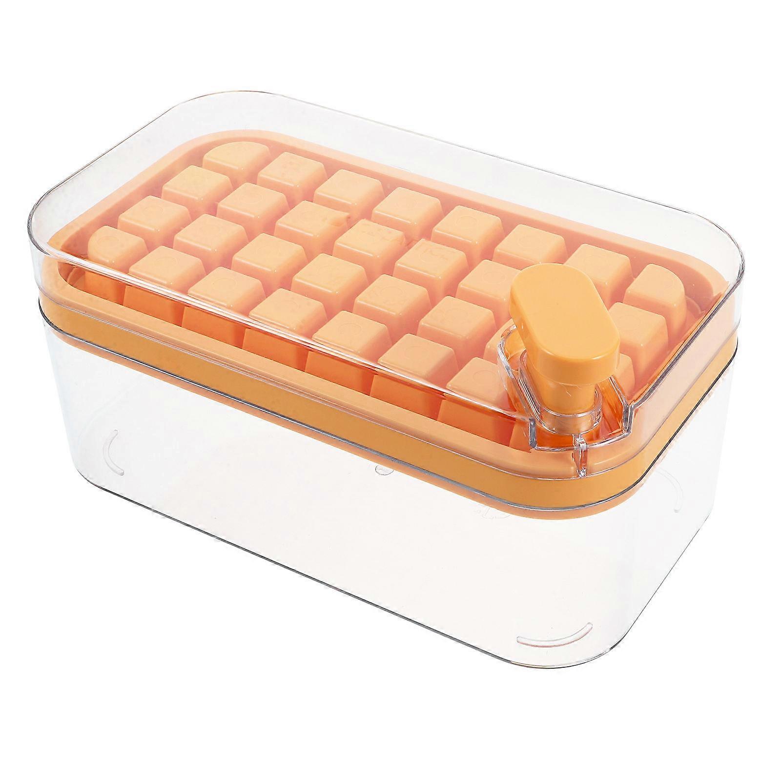 Stackable Ice Cube Trays Ice Cube Tray With Lid And Storage For Household Users Outdoor Camping Rectangular Shape Food Grade Silicone 1Set