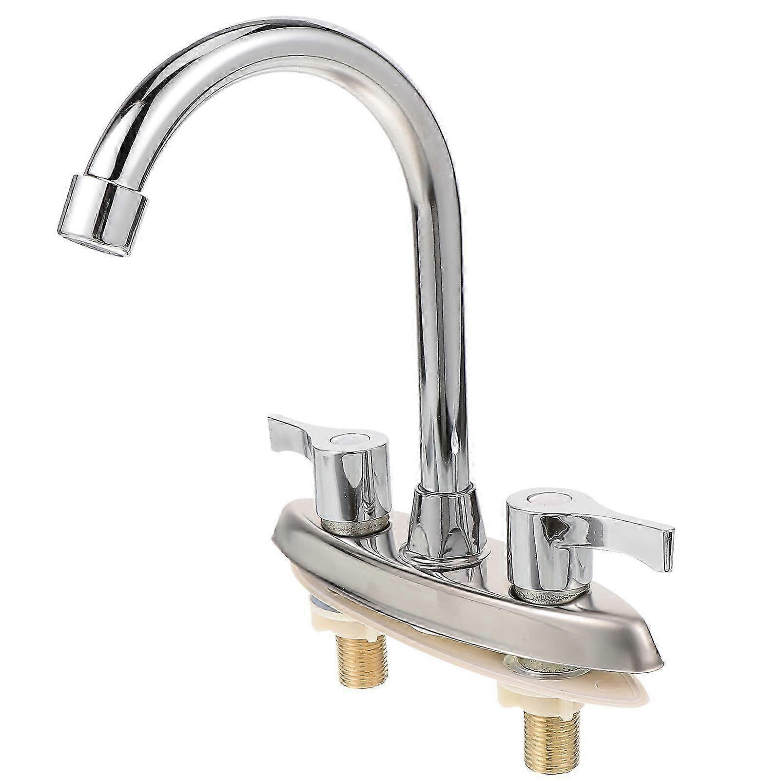 Dual faucet for bathroom sink with temperature control