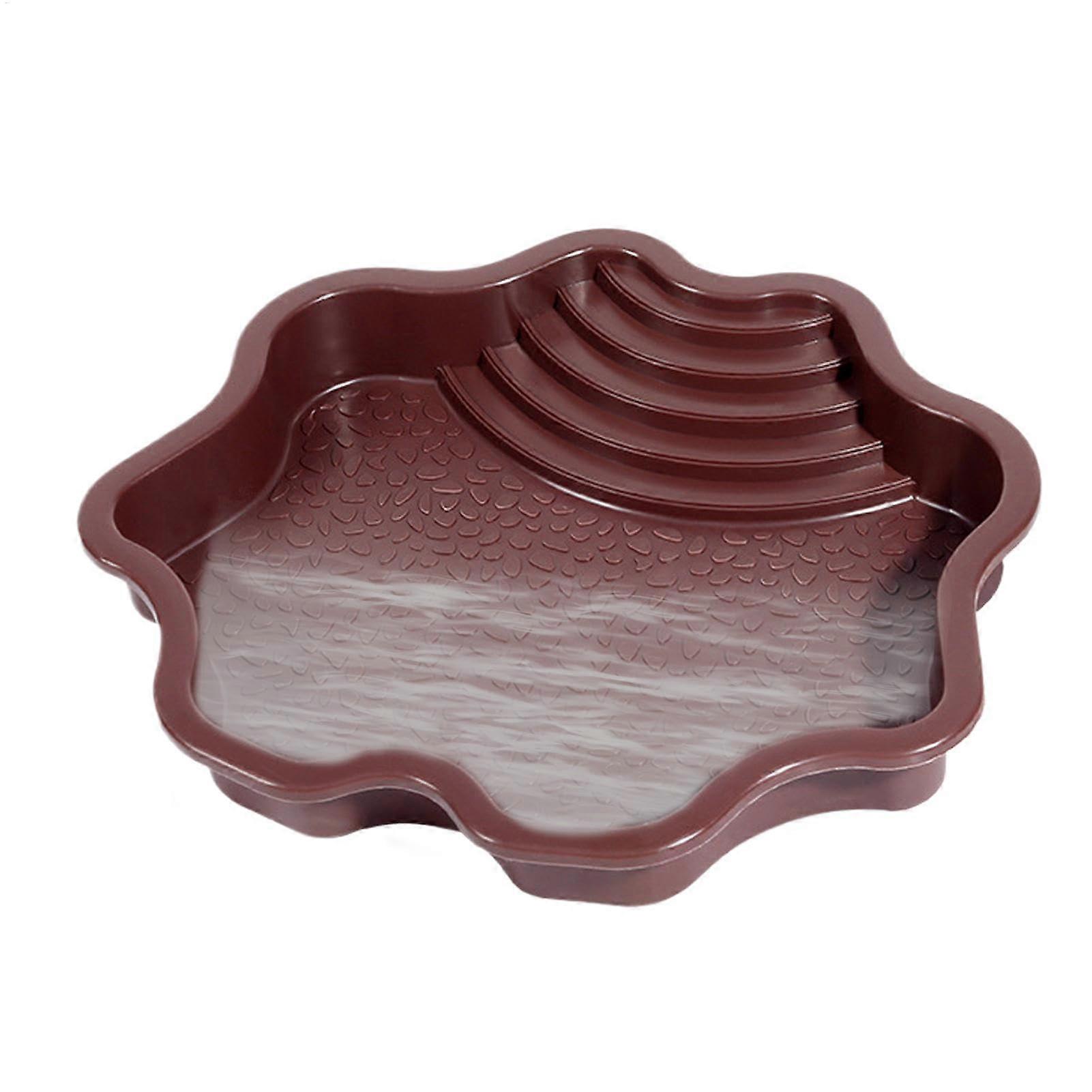 Reptile Bath Pool With Ladder For Tortoises And Turtles Water Dish Soaking Plate Red Brown