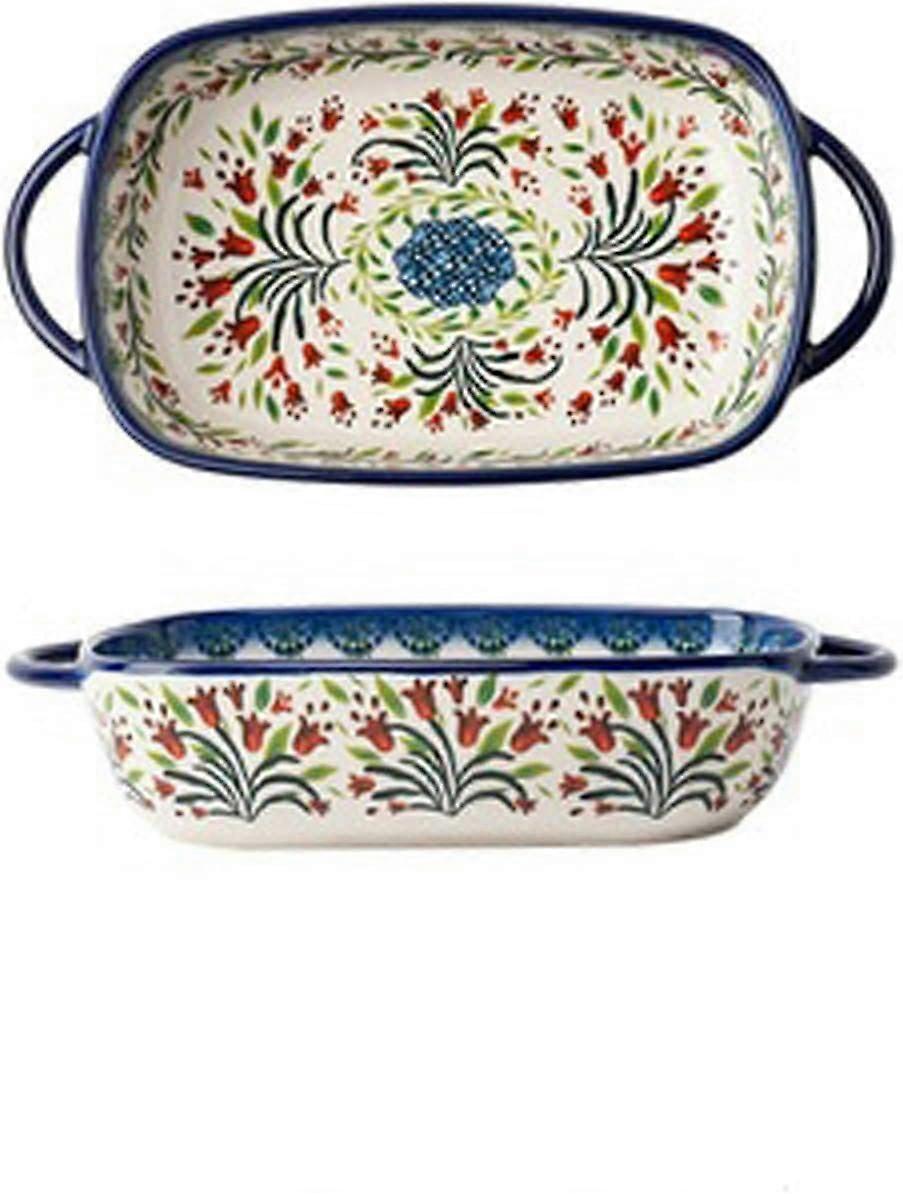 Ceramic Bakeware 2Piece Set With Handle, Rice Bowl, Kitchen Tableware, Color B