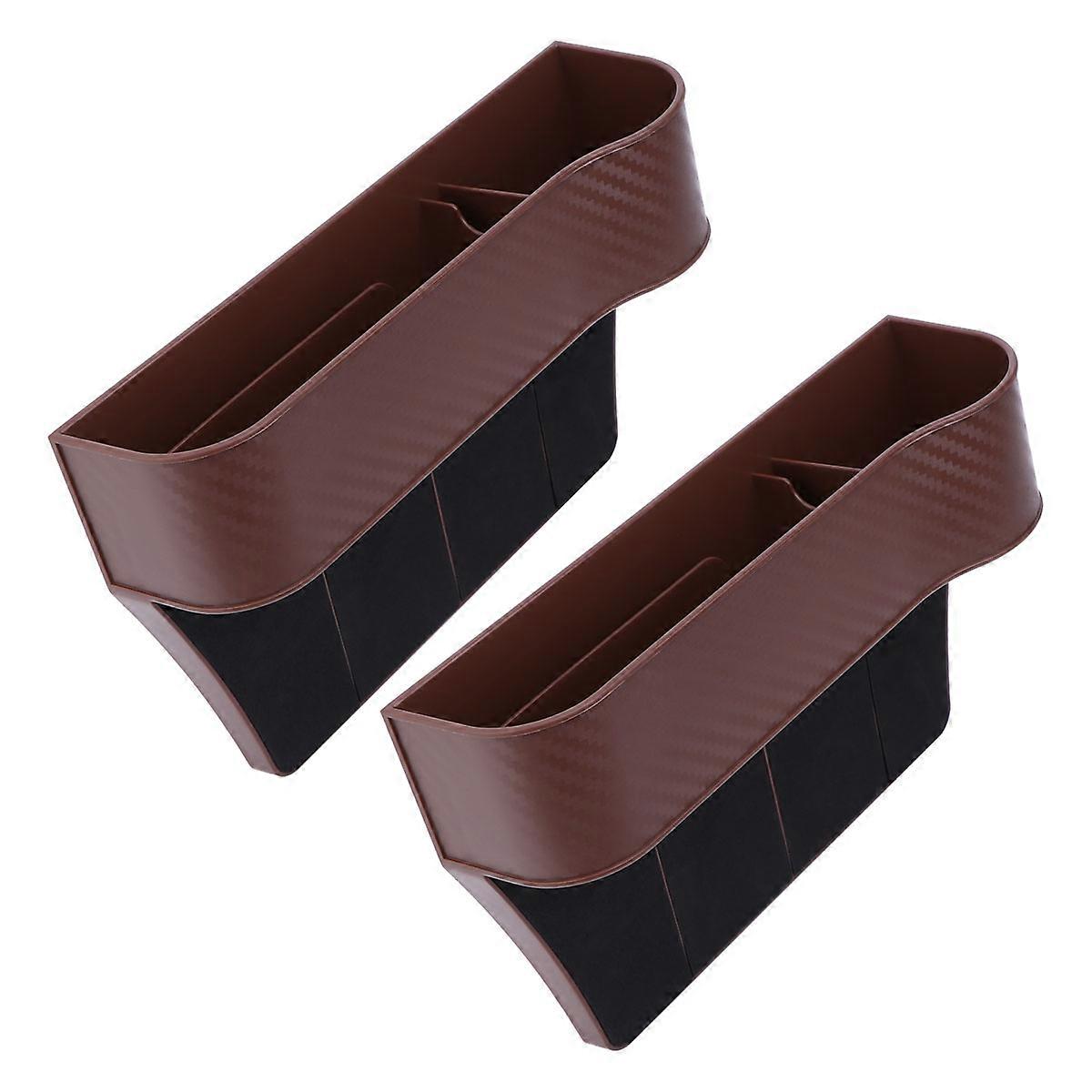 Car Seat Storage Box Organizer with ABS Material for Tidy Car Interior 2 Pieces Brown