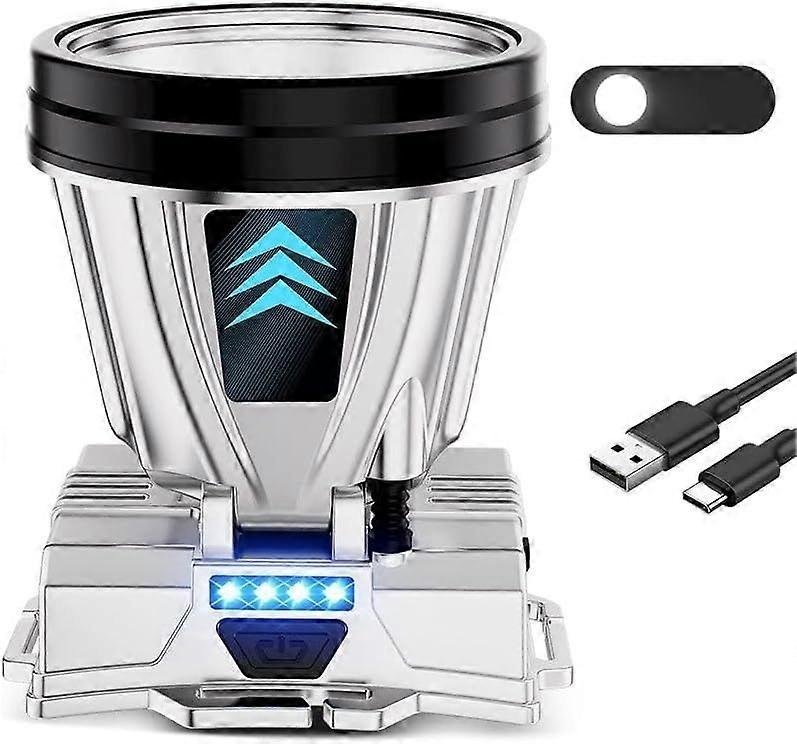 Super Bright Rechargeable High Power Headlamp,LED Rechargeable Head Lamp,LED Head Lights (Silver)