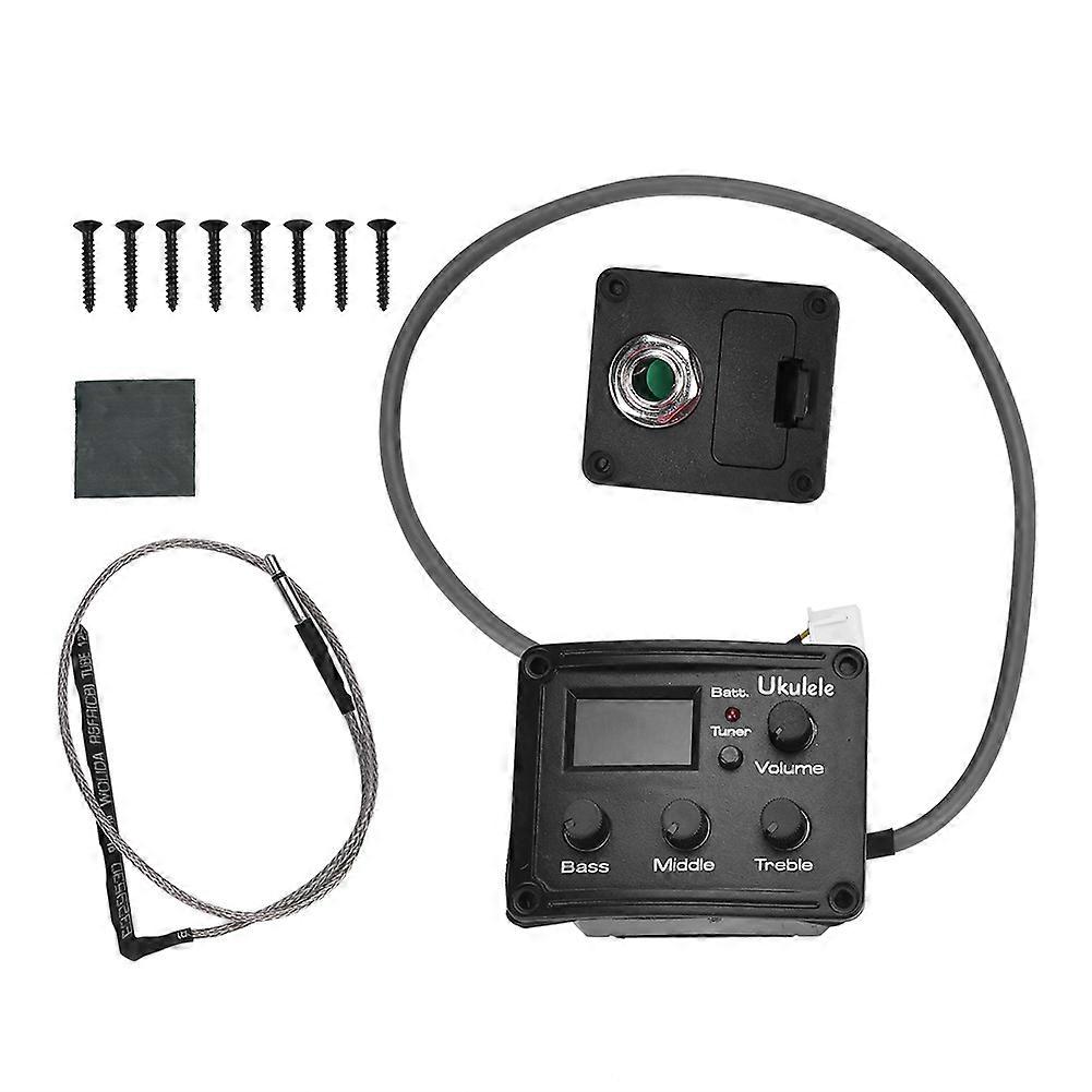 Ukulele Piezo Pickup 3-Band Tuner Equalization System Volume Control with LCD Display