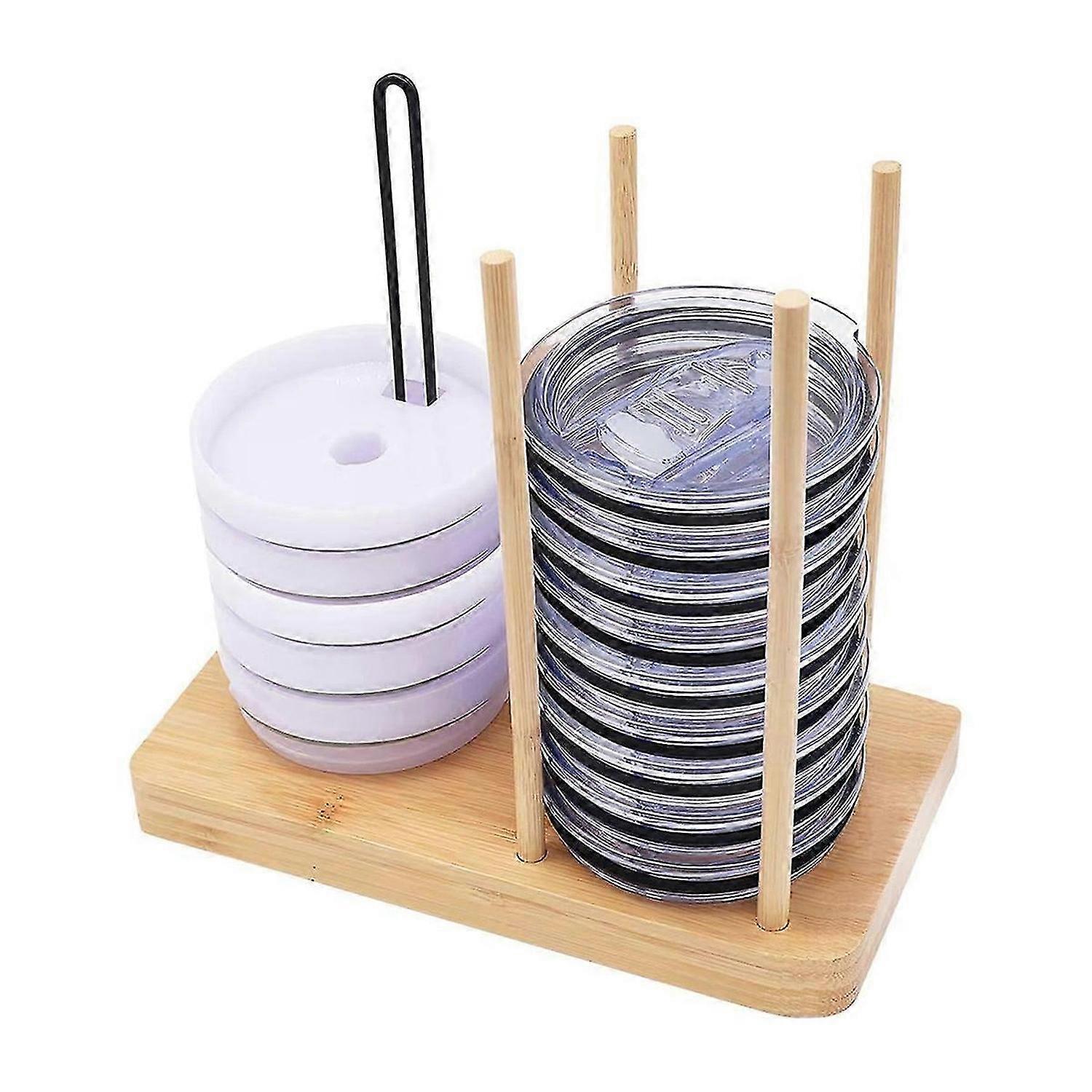 Adjustable Cup Lid Organizer Bottle Lid Holder, Holds Up to 20 Lids