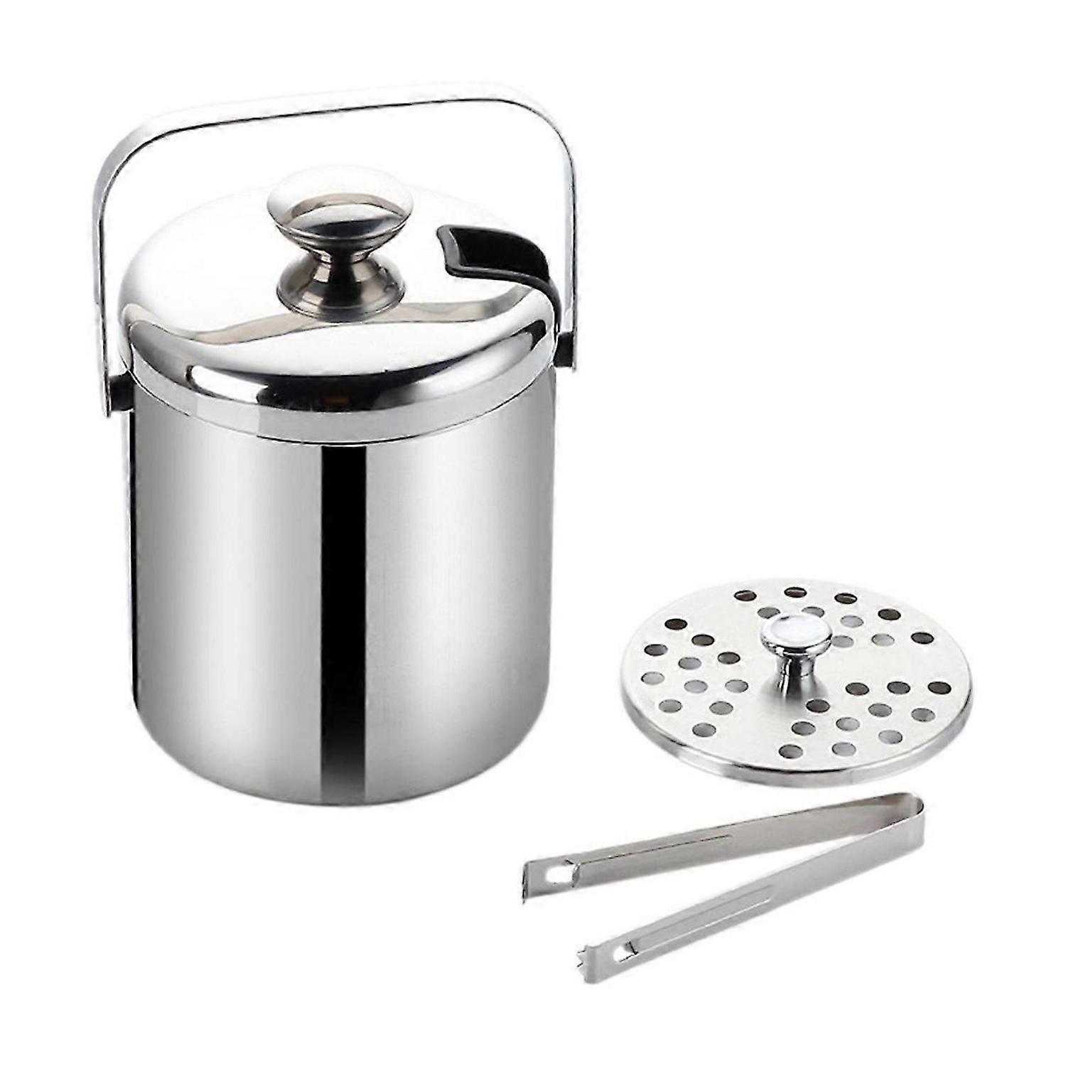 Ice Bucket with Lid and Tong Insulated Ice Bucket with Strainer B