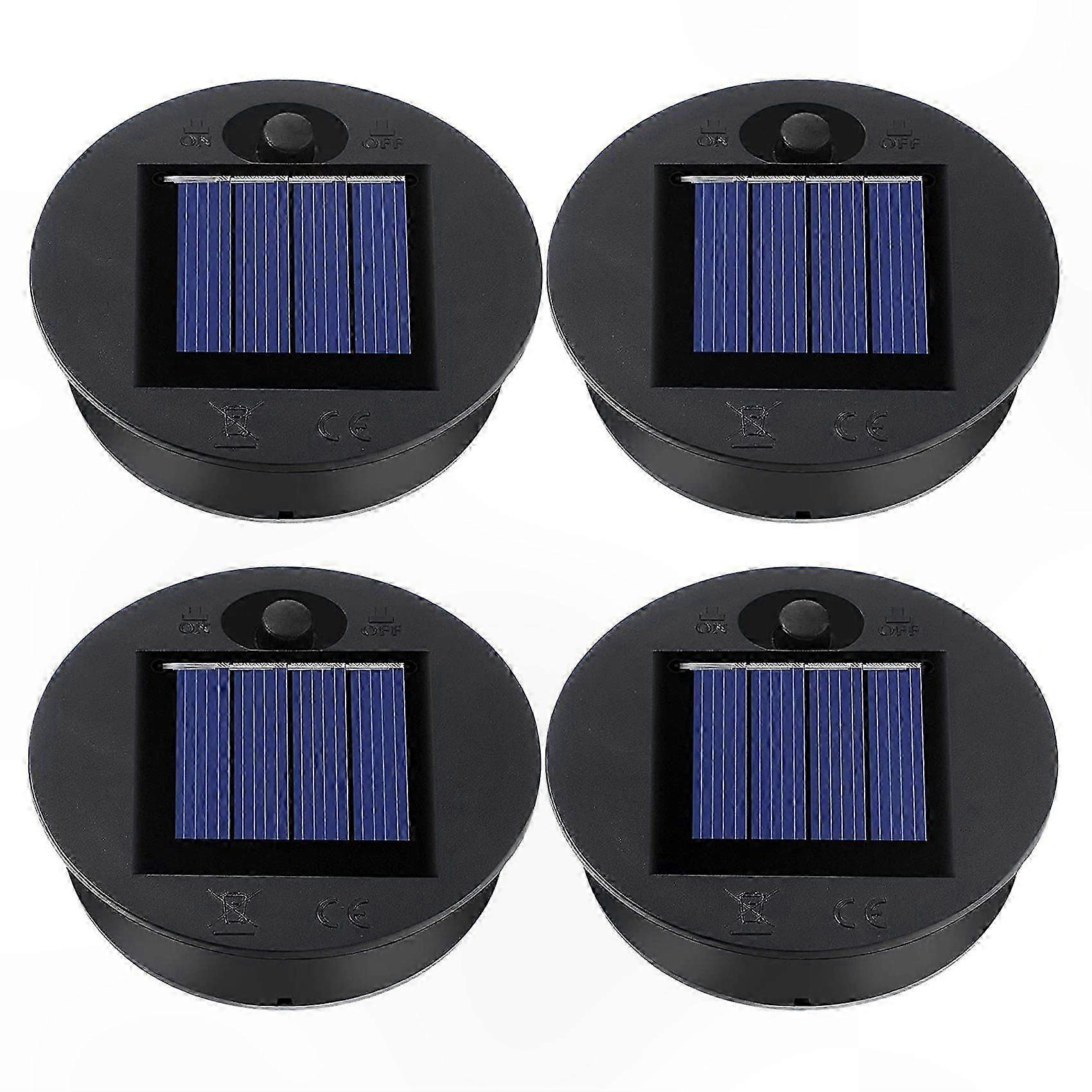 4 Pack Solar Light Replacement Tops for Outdoor Lanterns Round Solar Light Components