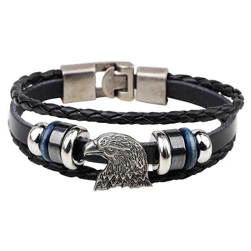 Men's Beaded Bracelet, Multiple Strands with Eagle Head Clasp, Sophisticated Versatile Accessory