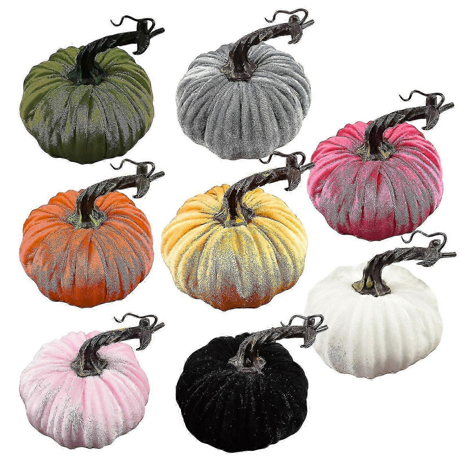 Pumpkins Small Foam Fake Velvet Pumpkin Halloween Decoration Autumn Table Decor Thanksgiving Photography Props