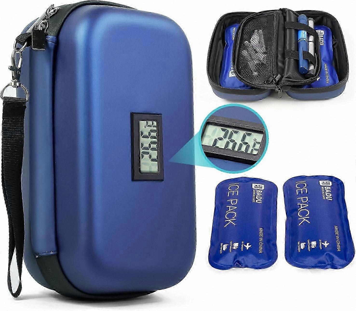 Travel-Friendly Medication Cooler with Temperature Display and 2 Ice Packs for Insulin Storage