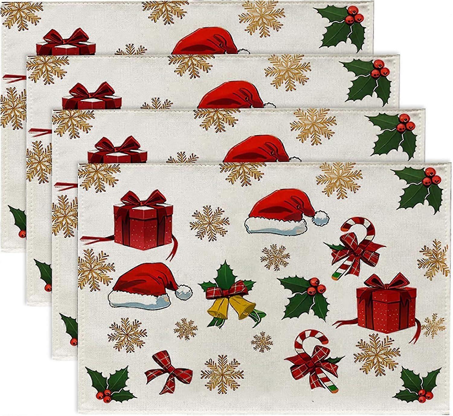 Noel Decoration Table Christmas Placemats Set Of 4 Maple Leaf Placemats For Dining Room 45 X 32cm Seasonal Winter Kitchen Holiday Placemats Washable S