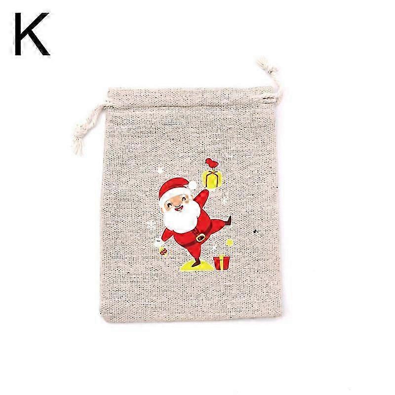 Christmas Linen Bag Candies Drawstring Gift Storage