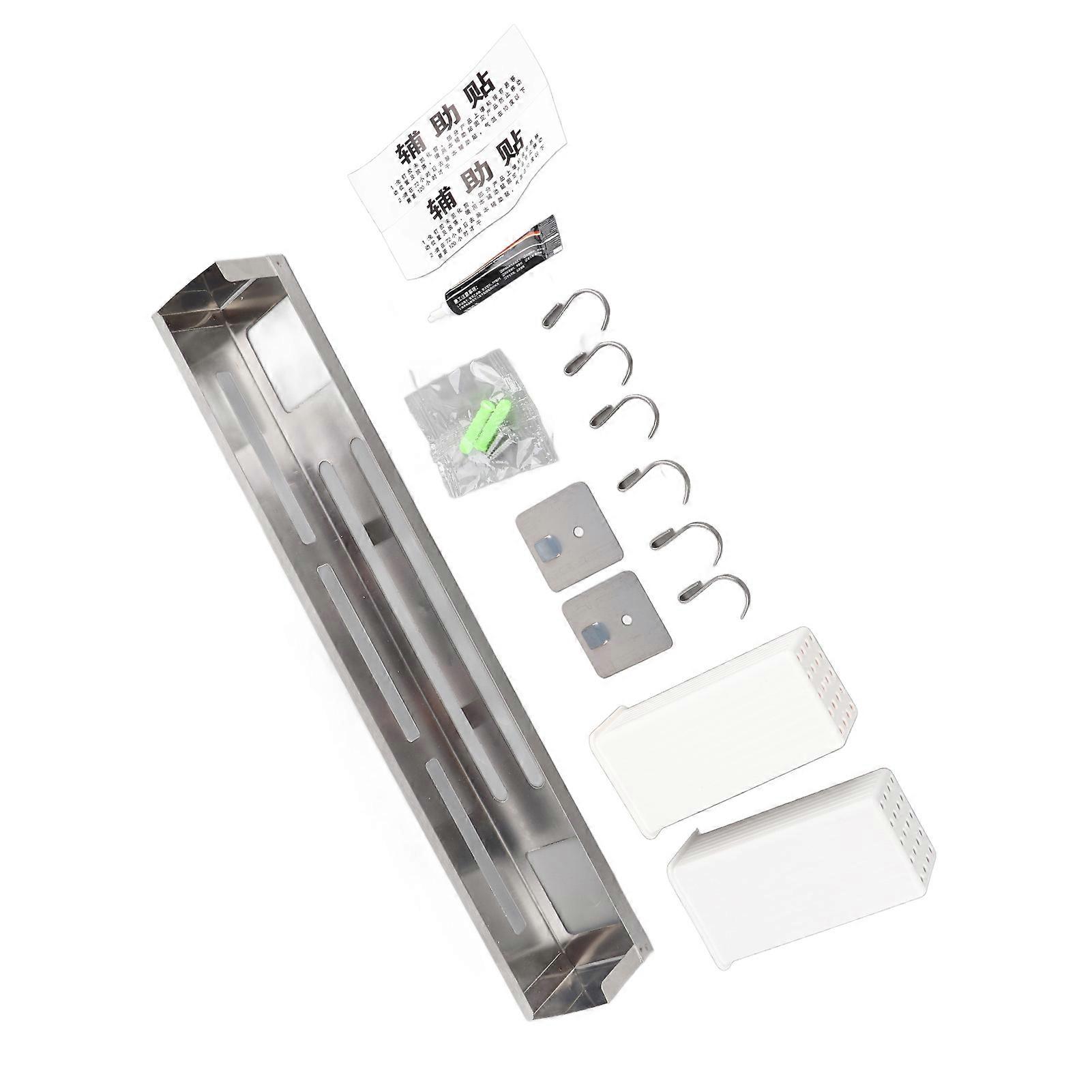 40cm Stainless Steel Kitchen Knife Rack Wall Mounted, Brushed Silver