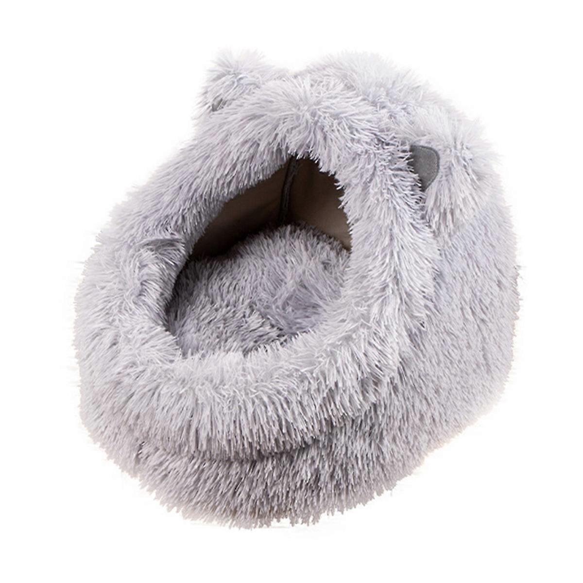Plush Cat Bed Cat Bed Semi-Enclosed Dog Bed Removable L