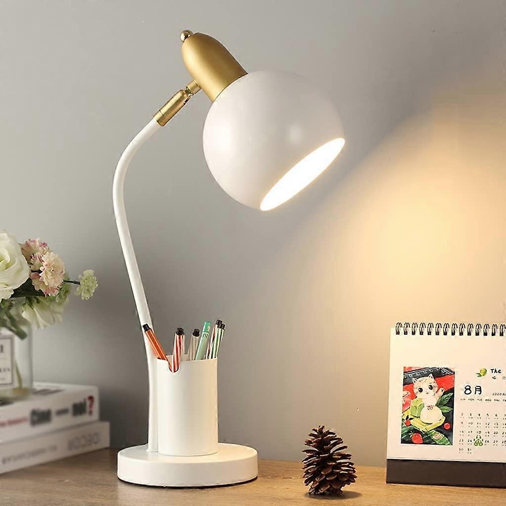 LED Desk Lamp, Student Reading Lamp, Eye Protection, White Color A, Pen Holder, Bedroom Bedside Table Lamp