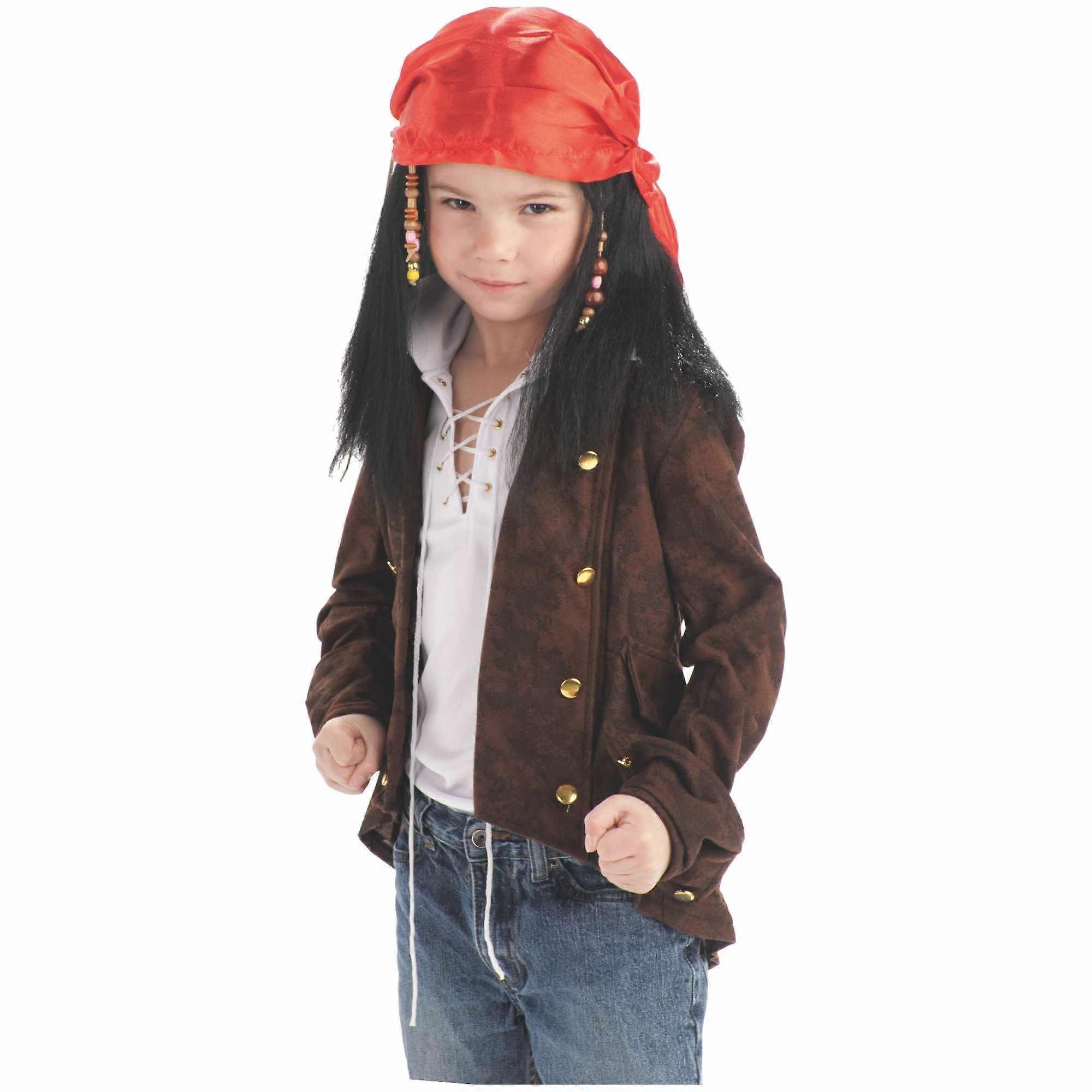 South Seas Buccaneer Pirate Captain Book Week Boys Costume Wig with Bandana