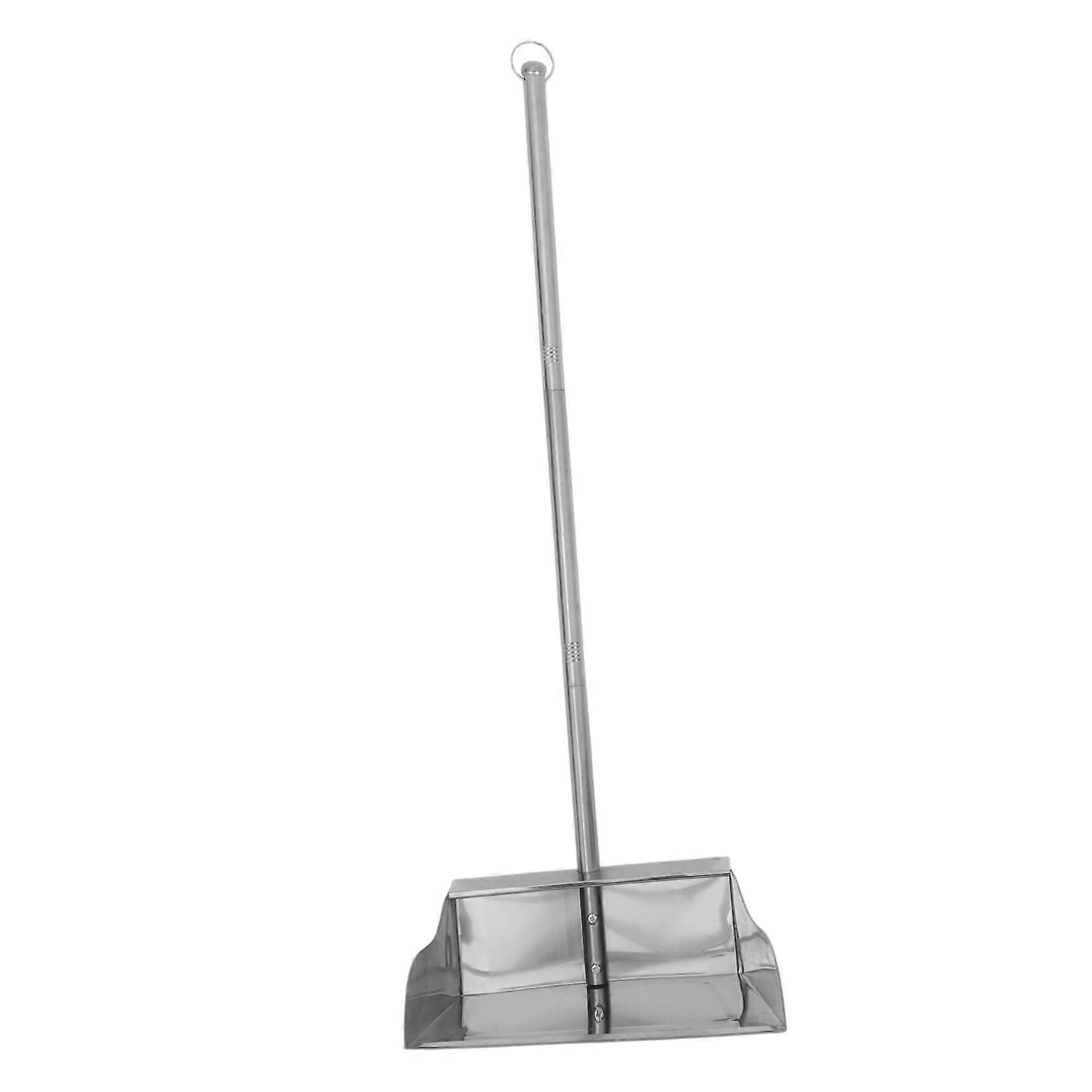 Stainless Steel Dustpan With Long Handle Capacity No Bend Design For Outdoor Use Fireplace Garage Patio Cleaning
