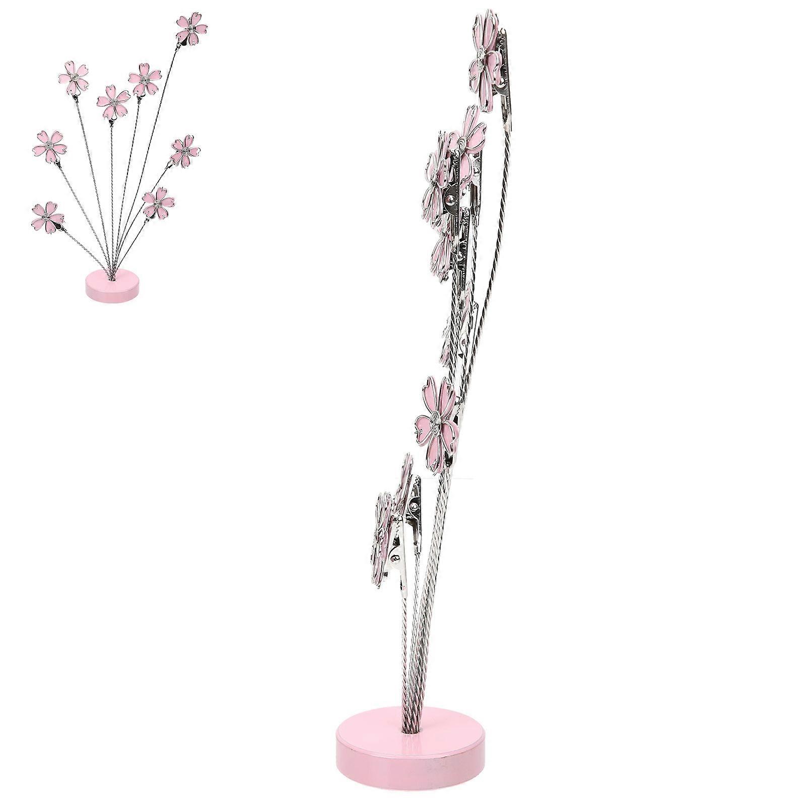 Flower Picture Holder Stand for Desktop Decor in Pink Metal 8-Branch