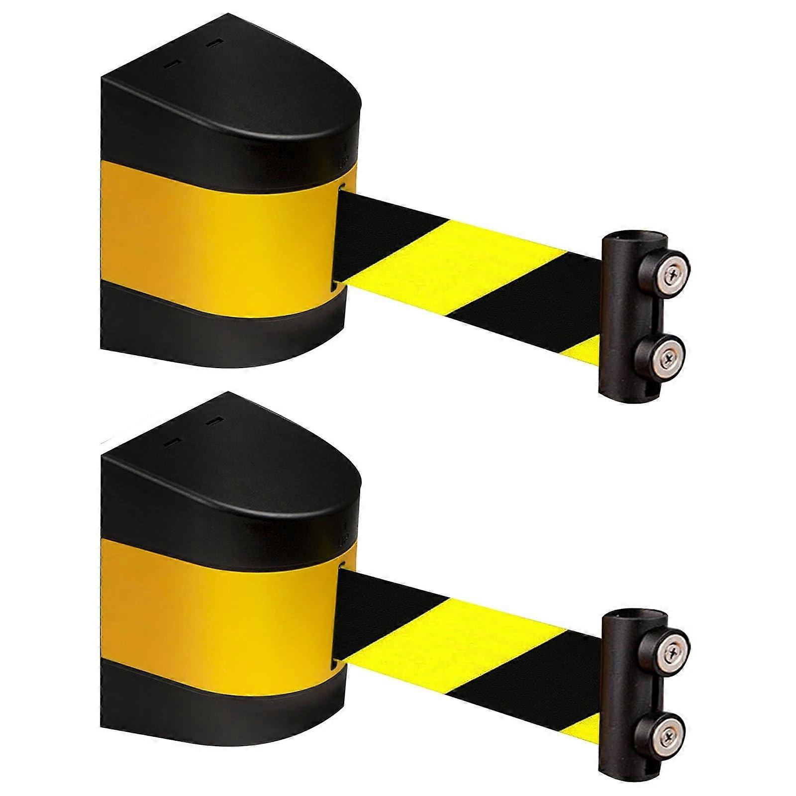 Magnetic Retractable Belt Barrier Yellow and Black 16Ft/5M Wall Mount for Events, Queue Management, Durable, Easy Setup