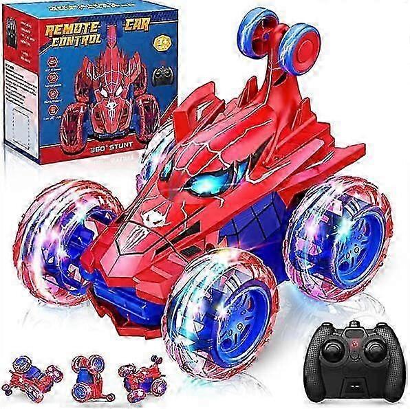 Spiderman Remote Control Car RC Cars Toys, Rechargeable Stunt RC Car with 360 Degree Flips 4WD Wheels Light