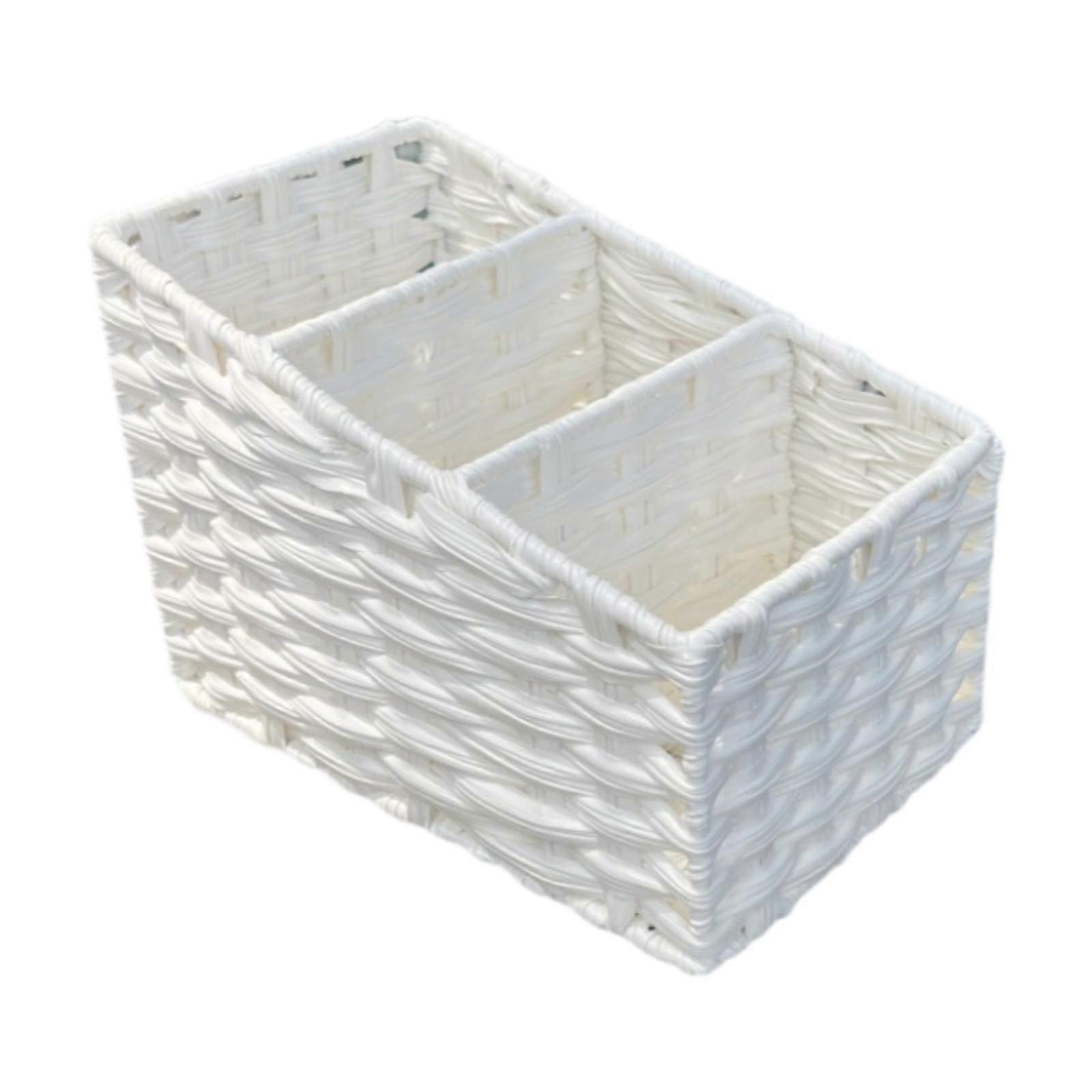 Handmade Storage Basket Remote Control Storage Box for Entryway Closet Shelf White