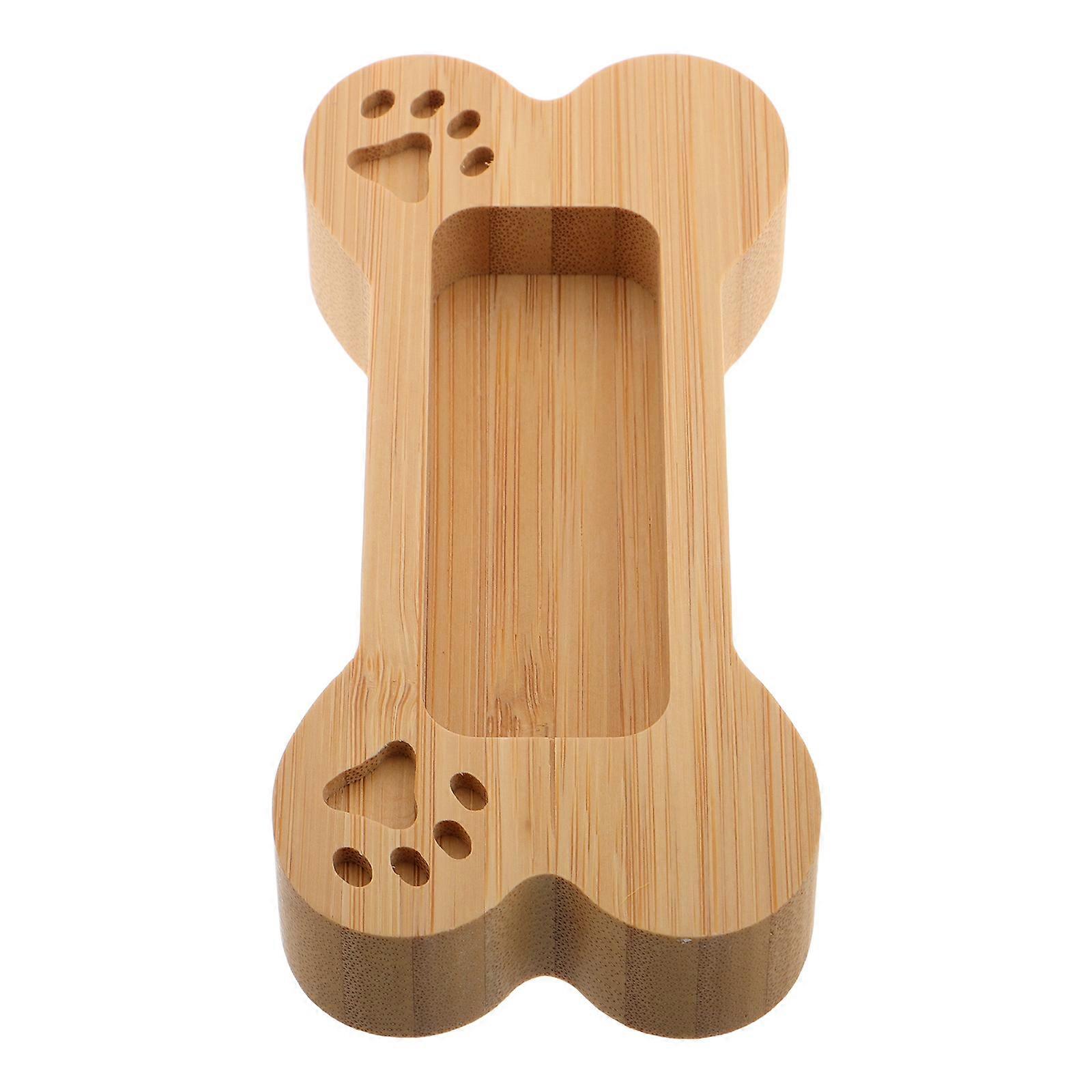 Wooden Name Card Holder Bone Shaped Use Small Business Card Organizer Bamboo Material Compact Design 1Set