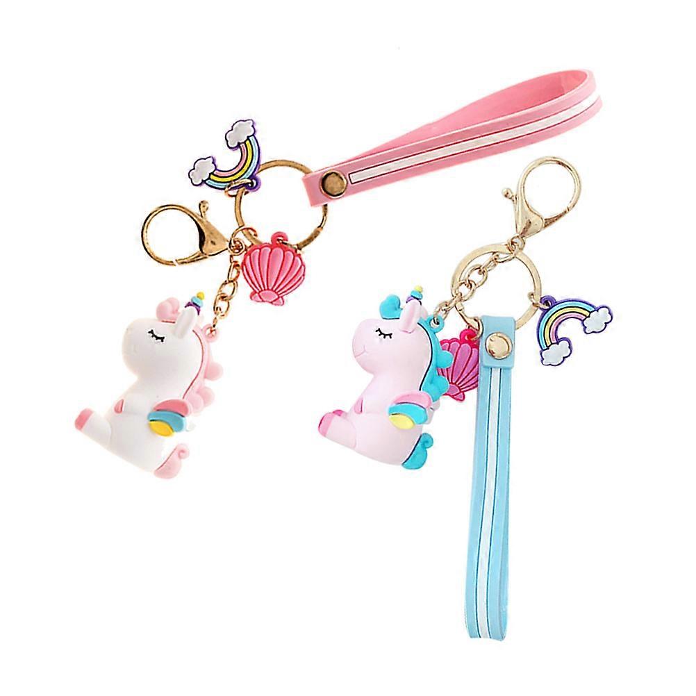 Unicorn Keychains Cartoon Key Holder for Hanging Keys 2Pcs Silicone Color