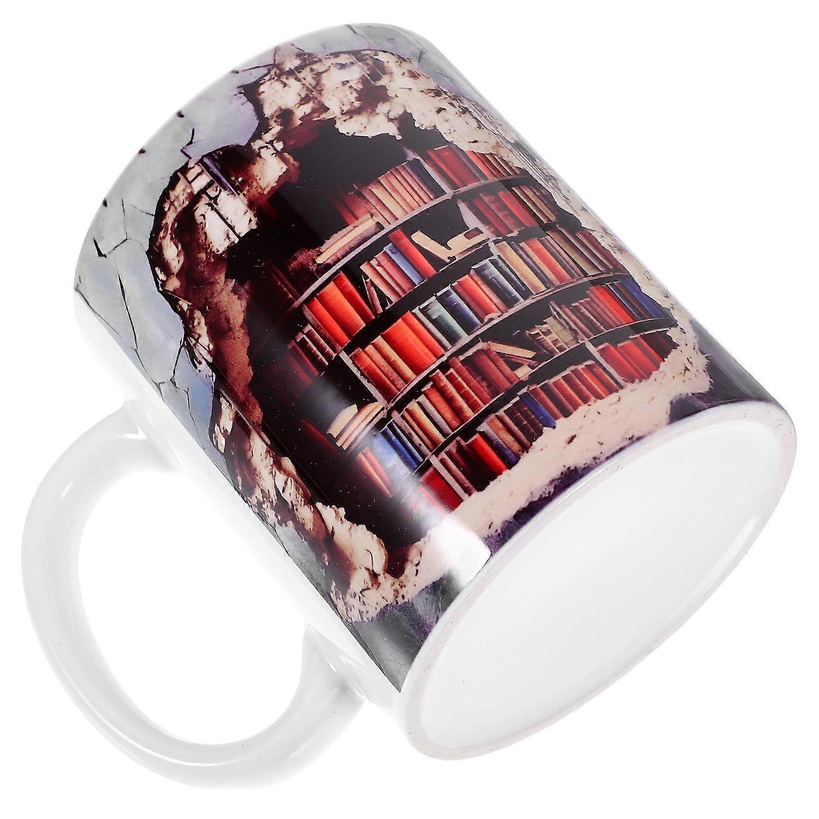 Grey Ceramic Coffee Mug for Tea 5Pcs Set with Bookshelf Style