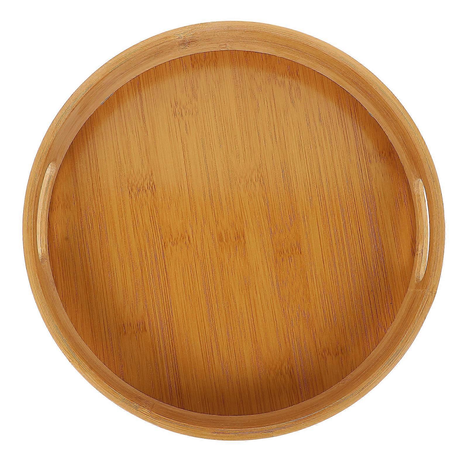 Practical Bamboo Food Serving Tray 1Pcs Khaki Household Storage Tray